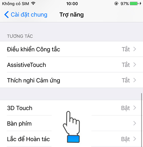 Chọn phần 3D Touch